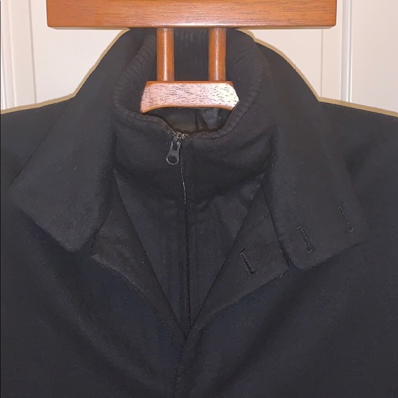 J.Farrar men’s modern fit BlackWool Blend overcoat - Picture 4 of 13